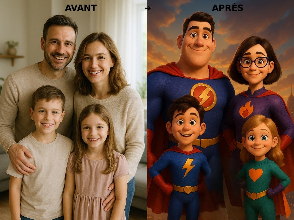 Portrait de famille de super-héros personnalisé